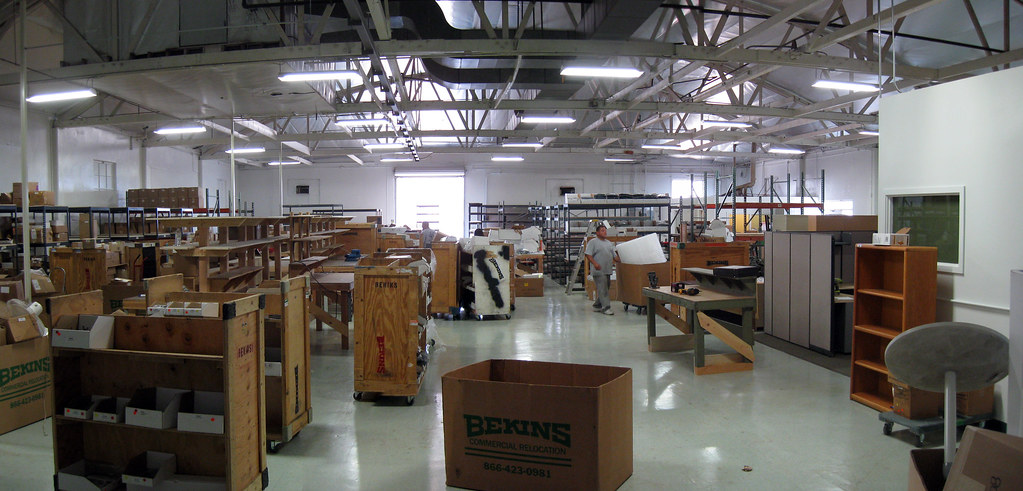 Large commercial warehouse interior representing warehouse and industrial build-out construction